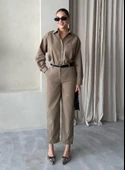 Haki Merlin Kemerli Gömlek Pantolon Takım - 1