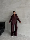 Mor Halley Yan Bağlamalı Gömlek Pantolon Takım - 7
