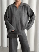 Antrasit Freya Polo Yaka Fitilli Triko Takım thumbnail 4