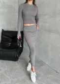 Füme Slim Esnek Triko Eteklı Takım - 2