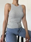 Gri Taşlı Halter Yaka Atlet - 1