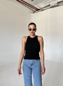 Siyah Halter Yaka Vücuda Oturan Triko Atlet - 3