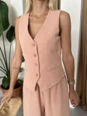 Somon %100 Pamuk Lavin Keten Yelek Pantolon Takım thumbnail 2