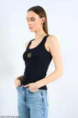 Siyah-Gold Kare Nakış Atlet - 2