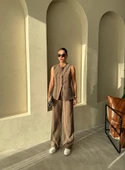 Koyu Kahve Camille Klasik Düğmeli Yelek Pantolon Takım - 7