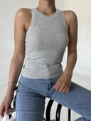 Gri Taşlı Halter Yaka Atlet - 2