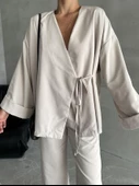 Taş Lisa Yan Bağlamalı Pantolon Takım - 2