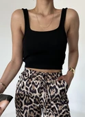 Siyah Askılı Crop Triko Atlet - 1