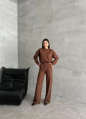 Kahve Sweat Geniş Paçalı Pantolon Takım thumbnail 4