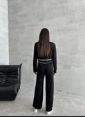 Siyah Classy Polo Yaka Kontrast Şeritli Triko Takım - 9