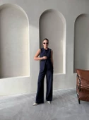 Lacivert Camille Klasik Düğmeli Yelek Pantolon Takım - 7