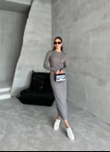 Füme Slim Esnek Triko Eteklı Takım - 5
