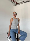 Gri Taşlı Halter Yaka Atlet - 5