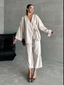 Taş Lisa Yan Bağlamalı Pantolon Takım - 1