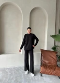 Siyah Clara Çimalı Pantolon Triko Takım - 8