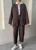 Kahve Holly Cepli Blazer Ceket Pantolon Takım - 2