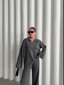 Antrasit Freya Polo Yaka Fitilli Triko Takım thumbnail 9