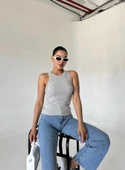 Gri Taşlı Halter Yaka Atlet - 3