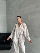 Taş Lisa Yan Bağlamalı Pantolon Takım - 6