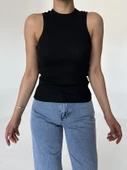 Siyah Halter Yaka Fitilli Atlet - 1