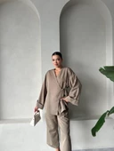 Haki Lisa Yan Bağlamalı Pantolon Takım - 10