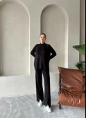 Siyah Clara Çimalı Pantolon Triko Takım - 5