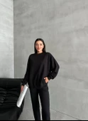 Siyah Riven Uzun Kollu Paçası Lastikli Takım - 6