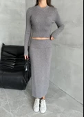 Füme Slim Esnek Triko Eteklı Takım - 1