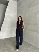 Lacivert Lucifer Kemerli Yelek Pantolon Takım - 4