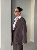 Kahve Holly Cepli Blazer Ceket Pantolon Takım - 4