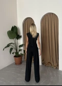 Siyah Poliviskon Cepli Yelek Palazzo Pantolon Takım - 9