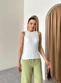 Beyaz Halter Yaka Fitilli Atlet - 2