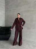 Mor Halley Yan Bağlamalı Gömlek Pantolon Takım - 3