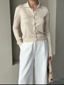 Taş Polo Yaka Mini Topçuklu Bluz - 3