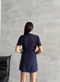 Lacivert Stella Kısa Kol Triko Bluz - 7