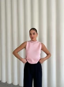 Pembe Seraphine Yakası Taşlı Süveter - 5