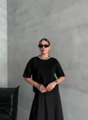 Siyah Morgana Yakası Sıralı Taşlı Triko Bluz - 4