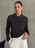 Antrasit Polo Yaka Mini Topçuklu Bluz - 1