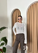 Ekru Örümcek Ağı Triko Bluz - 2