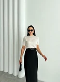Ekru Stella Kısa Kol Triko Bluz - 3
