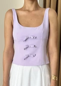 Lila Kurdele Detaylı Bluz - 1