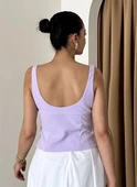 Lila Kurdele Detaylı Bluz - 2