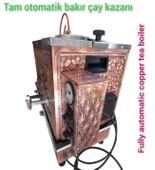 3 Gözlü Bakır Tam Otomatik Çay Kazanı Elektrik + Doğalgazlı Gaz Emniyet Kilit Sistemli Bayraklı ve Osmanlı Tuğra Modelli - 2