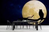Gece Ay ve Baykuş Manzaralı Duvar Kağıdı thumbnail 5