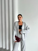 Gri Çoklu Mini Taşlı Fermuarlı Hırka - 6