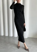 Siyah Nancy Süet Midi Boy Elbise - 3