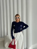 Lacivert Mini Kurdele Düğmeli Hırka - 3