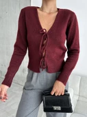 Bordo Three Bağlamalı Hırka - 2