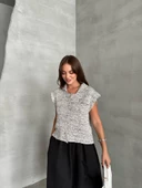 Siyah-Gri Mealy Polo Yaka Triko Hırka - 4