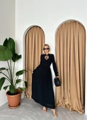 Siyah Önü Britli Ve Kemerli Vintage Elbise - 9